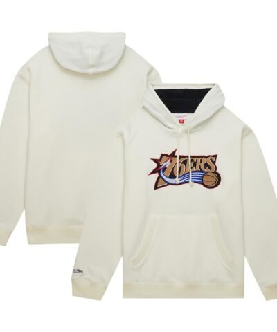 Philadelphia 76ers Mitchell & Ness Hardwood Classics Vintage Pullover Hoodie - Cream