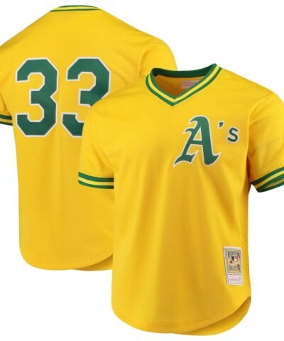 Jose Canseco Athletics Mitchell & Ness Cooperstown Collection Mesh Batting Practice Jersey - Gold