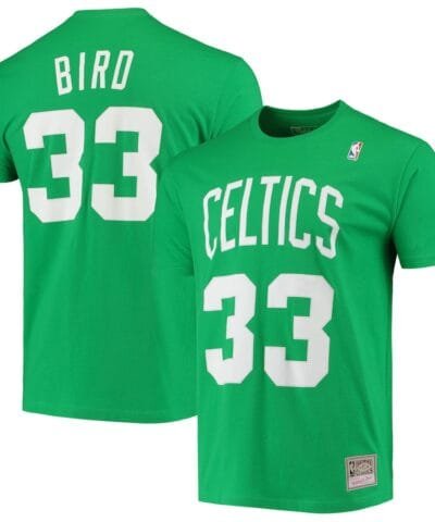 Larry Bird Boston Celtics Mitchell & Ness Hardwood Classics Stitch Name & Number T-Shirt - Kelly Green