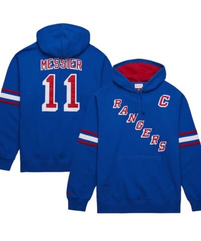 Mark Messier New York Rangers Mitchell & Ness Name & Number Premium Pullover Hoodie - Blue