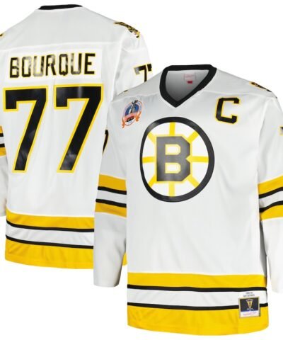 Ray Bourque Boston Bruins Mitchell & Ness Big & Tall Captain Patch Blue Line Player Jersey - White