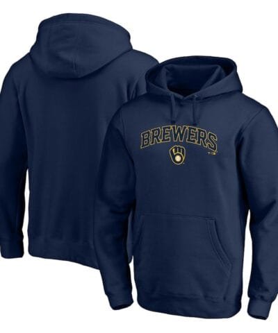 Milwaukee Brewers Team Lock Up Wordmark Pullover Hoodie - Navy