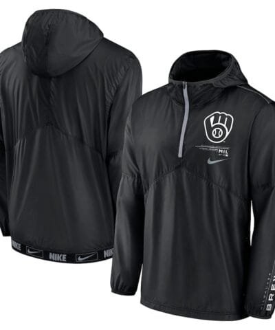 Milwaukee Brewers Nike Authentic Night Game Performance Half-Zip Windbreaker - Black