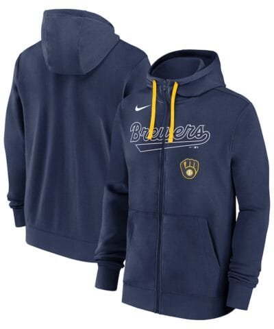 Milwaukee Brewers Nike Knockout Script Full-Zip Hoodie - Navy