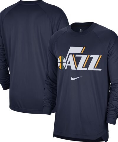 Utah Jazz Nike 75th Anniversary Pregame Shooting Performance Raglan Long Sleeve T-Shirt - Navy