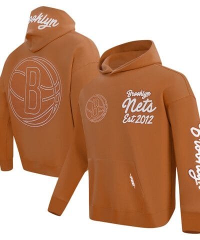 Brooklyn Nets Pro Standard Paint the City Drop Shoulder Pullover Hoodie - Brown