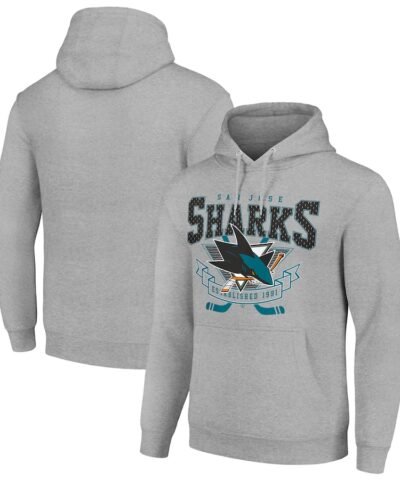San Jose Sharks Starter Team Logo Graphic Fleece Tri-Blend Pullover Hoodie - Heather Gray