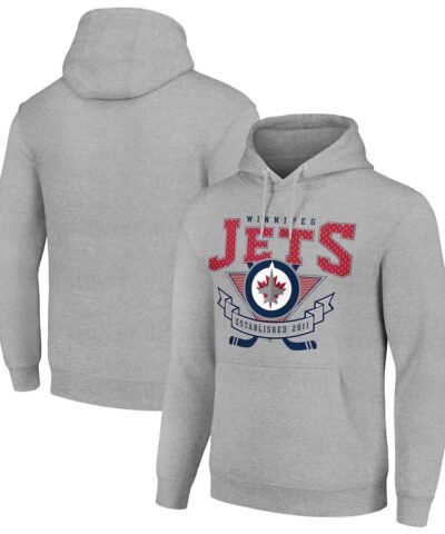 Winnipeg Jets Starter Team Logo Graphic Fleece Tri-Blend Pullover Hoodie - Heather Gray