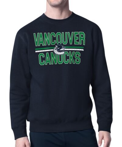 Vancouver Canucks Starter Mesh Look Team Name Logo Pullover Sweatshirt - Navy