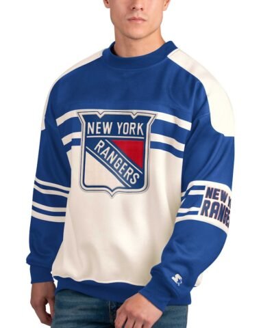 New York Rangers Starter Defense Fleece Crewneck Pullover Sweatshirt - White
