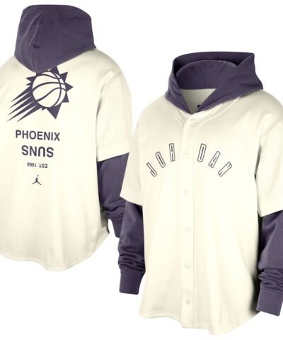 Phoenix Suns Jordan Brand Courtside Statement Edition MVP Jersey Pullover Hoodie - Cream/Purple