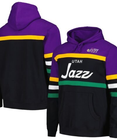 Utah Jazz Mitchell & Ness Head Coach Pullover Hoodie - Black/Purple