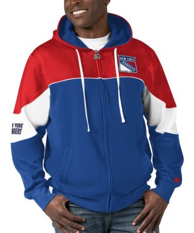 New York Rangers Starter Power Forward Full-Zip Hoodie - Blue/Red