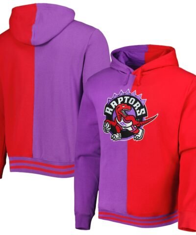 Toronto Raptors Mitchell & Ness Hardwood Classics Split Pullover Hoodie - Purple/Red