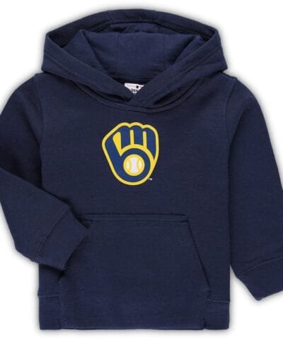 Milwaukee Brewers Toddler Team Primary Logo Fleece Pullover Hoodie - Navy
