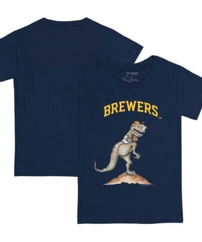 Milwaukee Brewers Tiny Turnip Toddler TT Rex T-Shirt - Navy