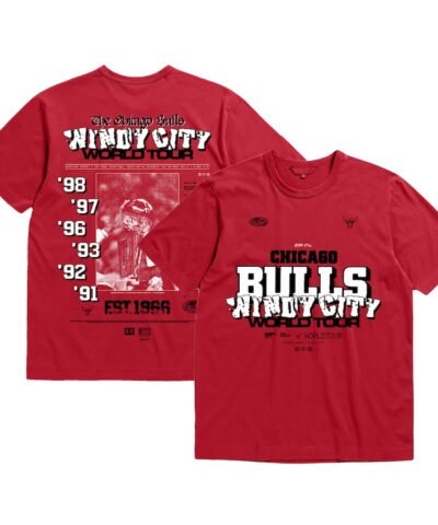 Chicago Bulls Bleacher Report x Mitchell & Ness Unisex World Tour T-Shirt - Red