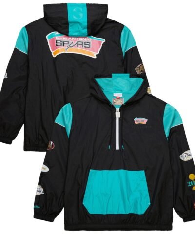 San Antonio Spurs Mitchell & Ness Unisex  Hardwood Classics Team OG 3.0 Anorak Half-Zip Windbreaker Jacket - Black