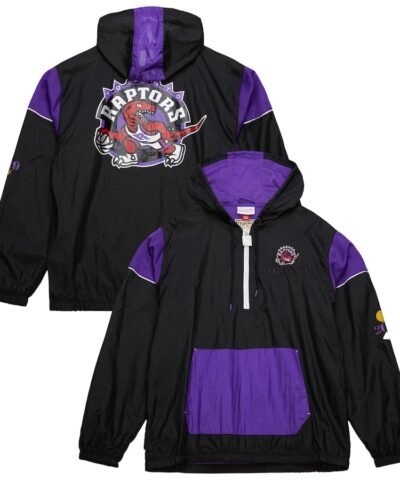 Toronto Raptors Mitchell & Ness Unisex Hardwood Classics Team OG 3.0 Anorak Half-Zip Windbreaker Jacket - Black
