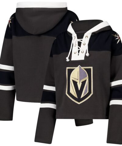 Vegas Golden Knights '47 Women's Cropped Superior Lacer Pullover Hoodie - Charcoal