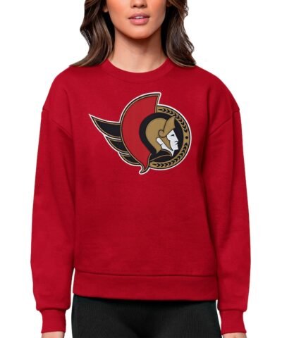 Ottawa Senators Antigua Women's Team Logo Victory Crewneck Pullover Sweatshirt - Red