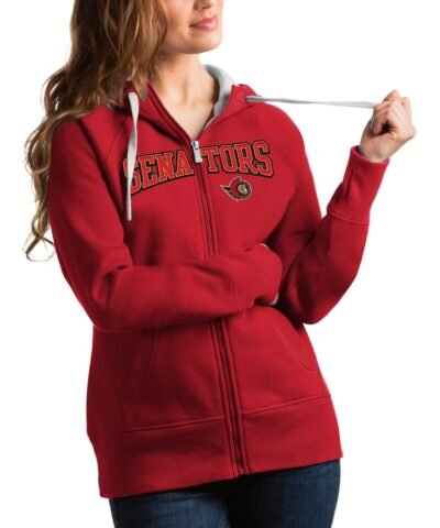 Ottawa Senators Antigua Women's Wordmark Victory Full-Zip Hoodie - Red