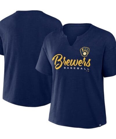 Milwaukee Brewers Fanatics Women's Fan Fave Stadium Slub T-Shirt - Navy