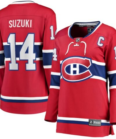 Nick Suzuki Montreal Canadiens Fanatics Women's Home Captain Patch Breakaway Player Jersey - Red