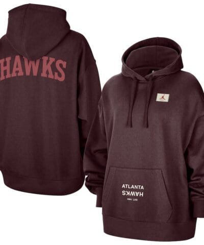 Atlanta Hawks Jordan Brand Women's Courtside Statement Edition Oversize Pullover Hoodie - Burgundy