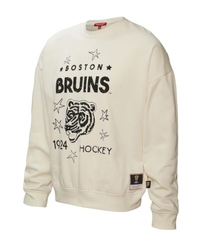 Boston Bruins Mitchell & Ness Women's Logo 3.0 Pullover Sweatshirt - Cream