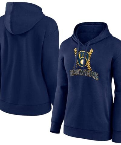 Milwaukee Brewers Women's Fastball Pullover Hoodie - Navy
