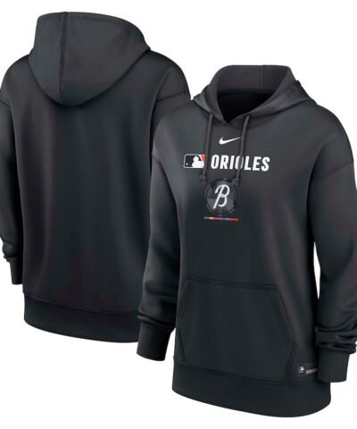 Baltimore Orioles Nike Women's Authentic Collection City Connect Performance Pullover Hoodie - Black
