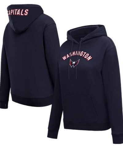 Washington Capitals Pro Standard Women's Classic Chenille Pullover Hoodie - Navy