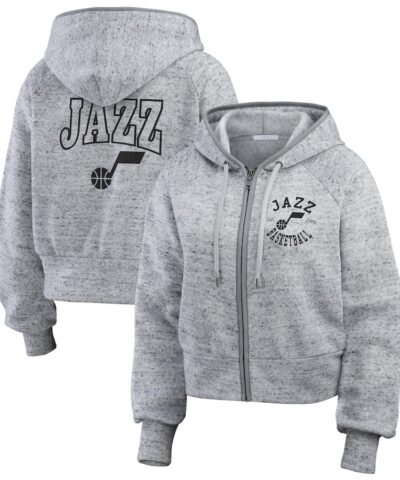 Utah Jazz WEAR by Erin Andrews Women's Speckled Radiator Full-Zip Hoodie - Heather Gray