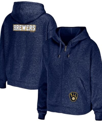 Milwaukee Brewers WEAR by Erin Andrews Women's Full-Zip Hoodie - Navy