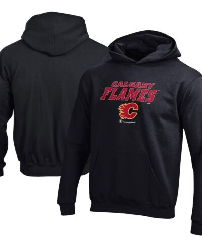 Calgary Flames Champion Youth Eco Powerblend Pullover Hoodie - Black