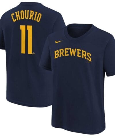 Jackson Chourio Milwaukee Brewers Nike Youth Name & Number T-Shirt - Navy