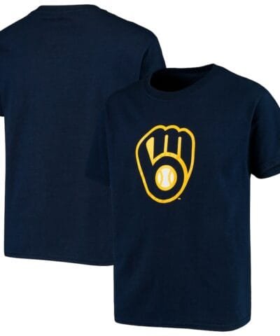 Milwaukee Brewers Stitches Youth Team Logo T-Shirt - Navy