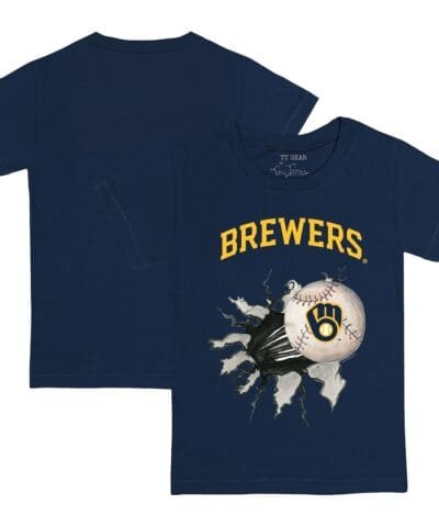 Milwaukee Brewers Tiny Turnip Youth Baseball Tear T-Shirt - Navy