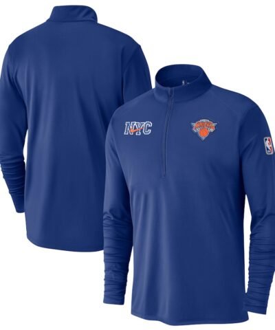 New York Knicks Nike 2024/25 City Edition Authentic Coaches Performance Half-Zip Top - Blue