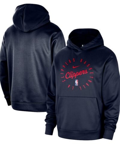 LA Clippers Nike 2024/25 Spotlight On-Court Practice Performance Pullover Hoodie - Navy