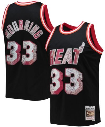 Alonzo Mourning Miami Heat Mitchell & Ness 1996/97 Hardwood Classics NBA 75th Anniversary Diamond Swingman Jersey - Black