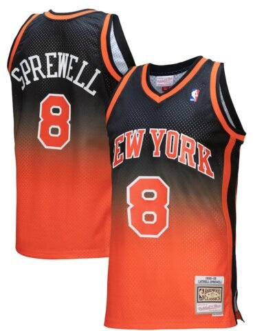 Latrell Sprewell New York Knicks Mitchell & Ness 1998/99 Hardwood Classics Fadeaway Swingman Player Jersey - Orange/Black