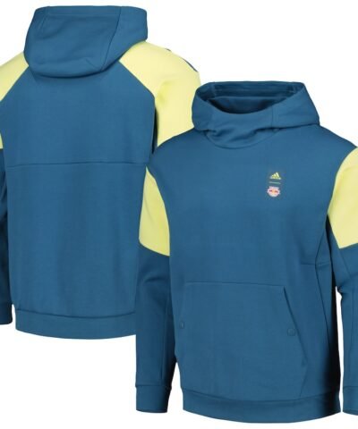 New York Red Bulls adidas 2023 Player Travel Pullover Hoodie - Blue