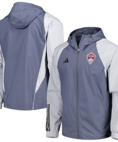 Colorado Rapids adidas All-Weather Raglan Hoodie Full-Zip Jacket - Charcoal
