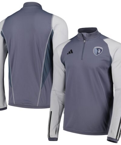 Sporting Kansas City adidas 2024 On-Field AEROREADY Quarter-Zip Training Top - Gray