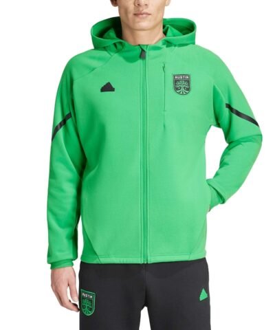 Austin FC adidas 2024 Anthem Travel Raglan Sleeve Full-Zip Jacket - Green