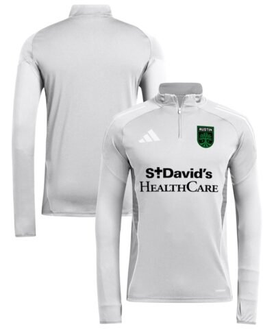Austin FC adidas 2025 Quarter-Zip Long Sleeve Training Top - Silver