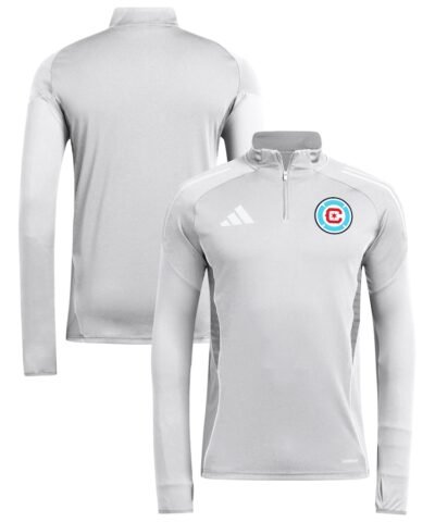 Chicago Fire adidas 2025 Quarter-Zip Long Sleeve Training Top - Silver