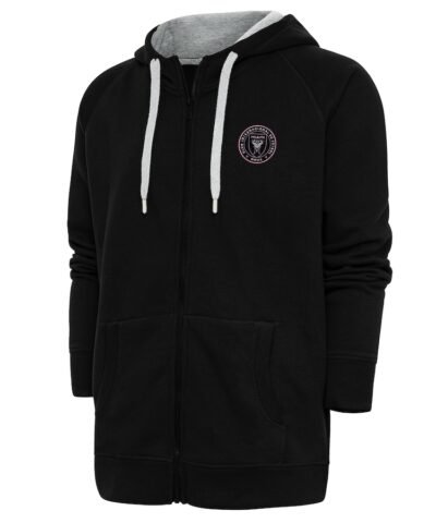 Inter Miami CF Antigua Logo Victory Full-Zip Hoodie - Black